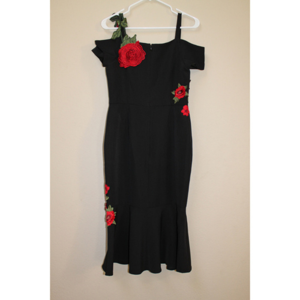 GUESS Spanish Rose Floral Black Dress Prom - Picture 4 of 6